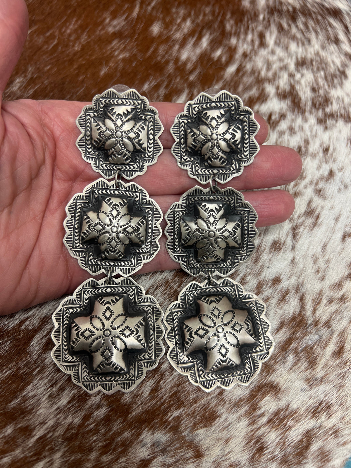 Graduated Concho Earrings-XL