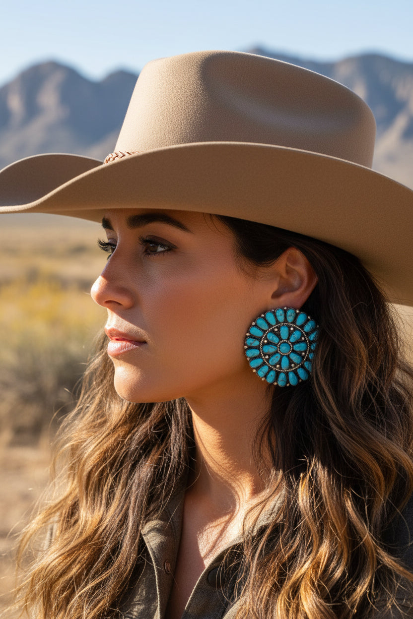 Large Cluster Earrings-Bl