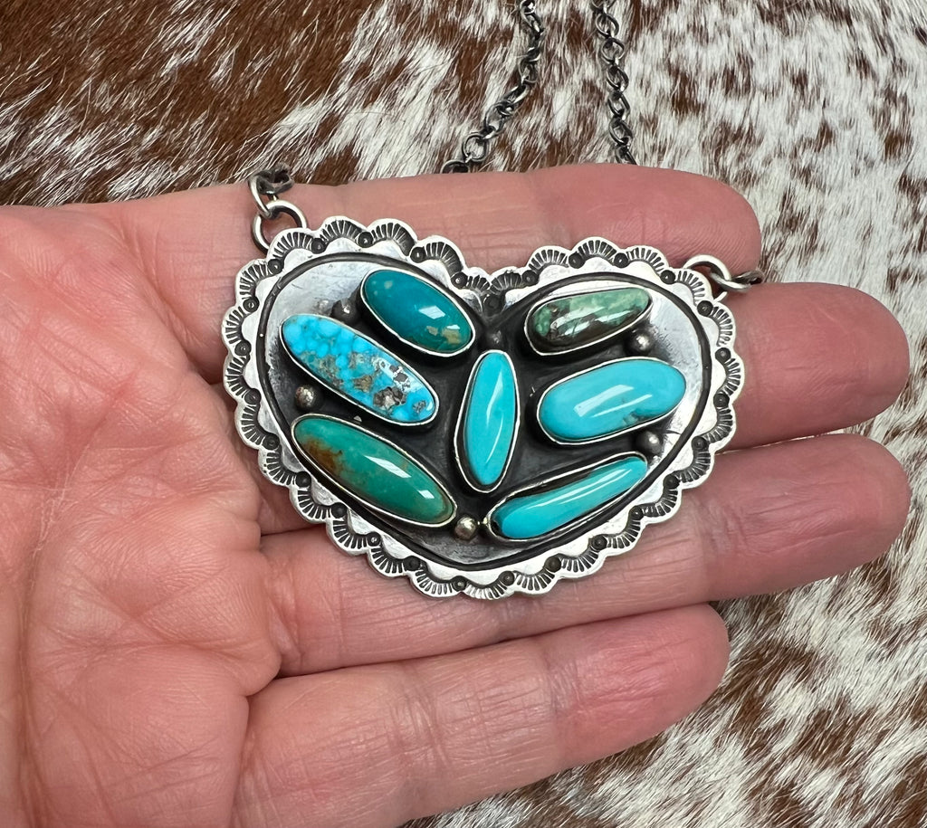Multi Stone Heart Necklace