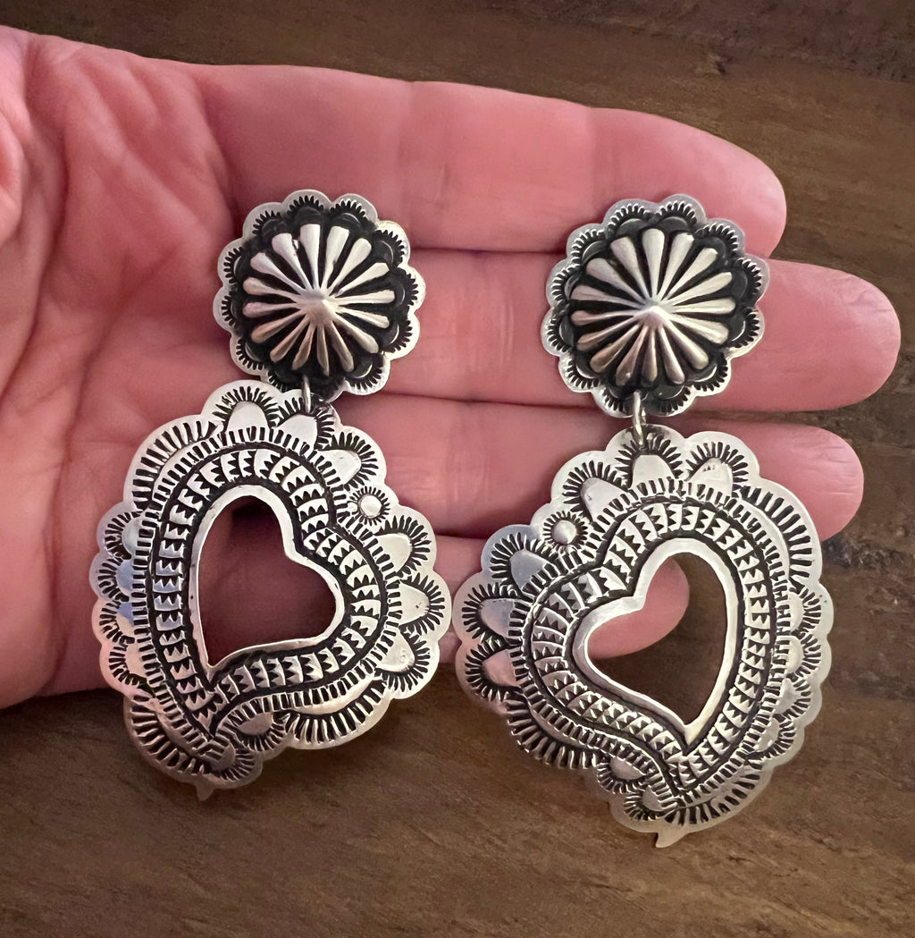 Cut Out Heart Concho Earrings