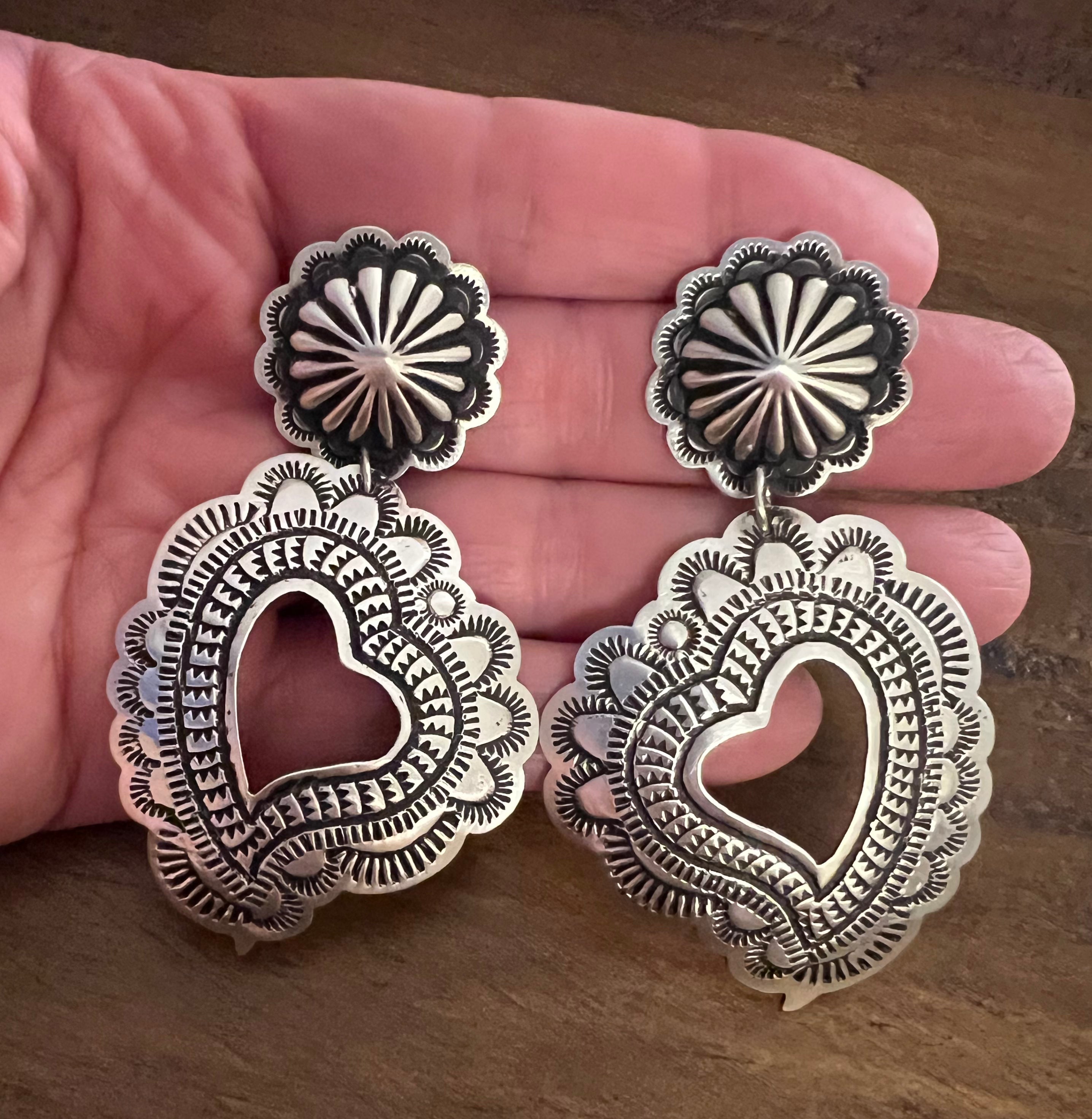 Cut Out Heart Concho Earrings