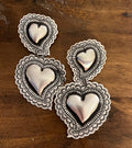 Double Heart Concho Earrings-L
