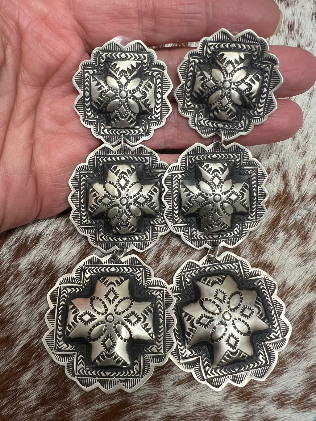Graduated Concho Earrings-XL