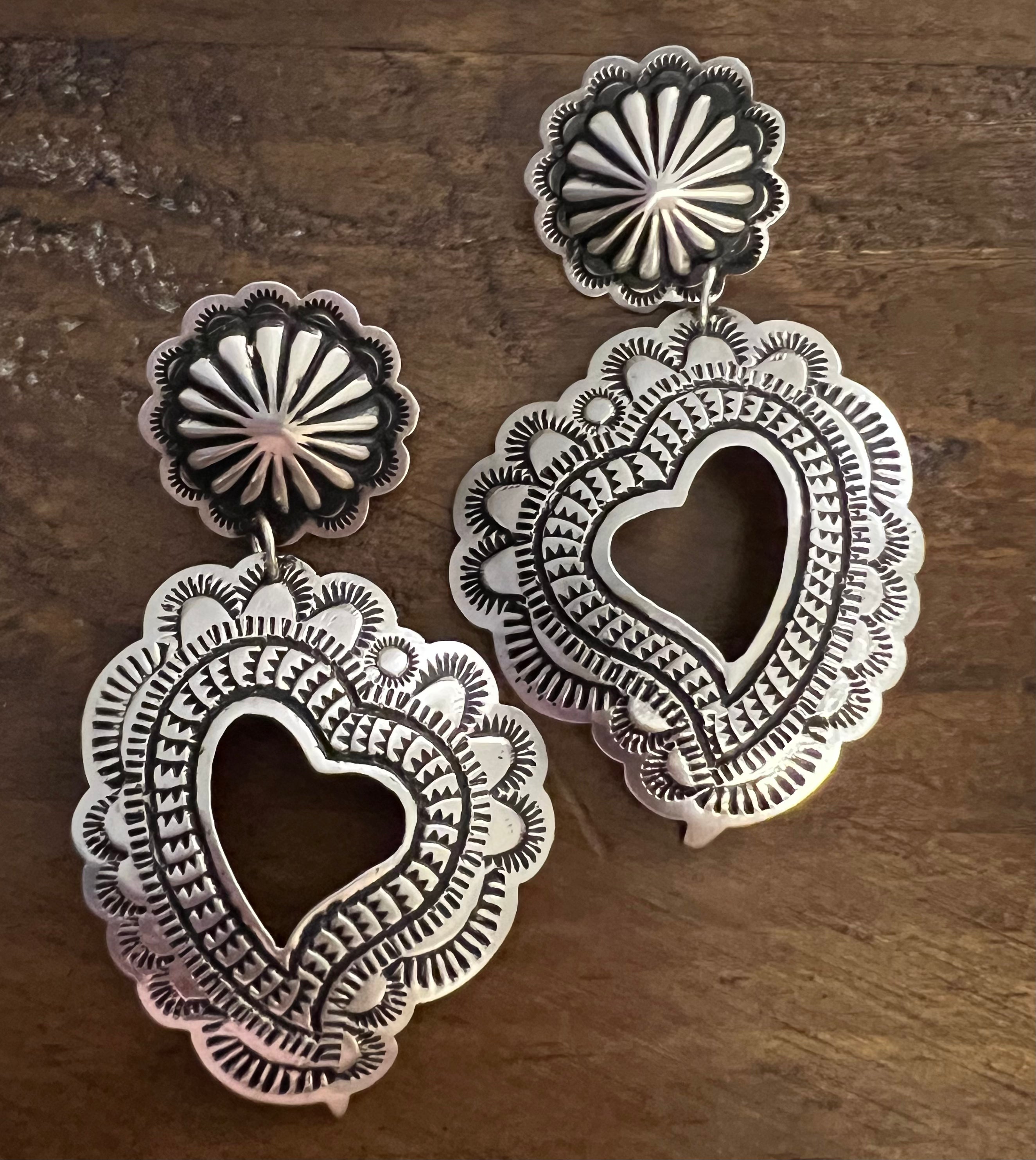 Cut Out Heart Concho Earrings