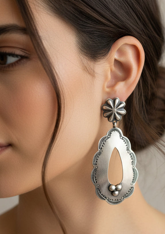 All Silver Drop Earrings