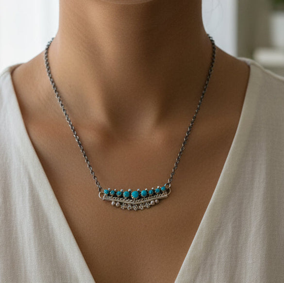 9 Stone Bar Necklace