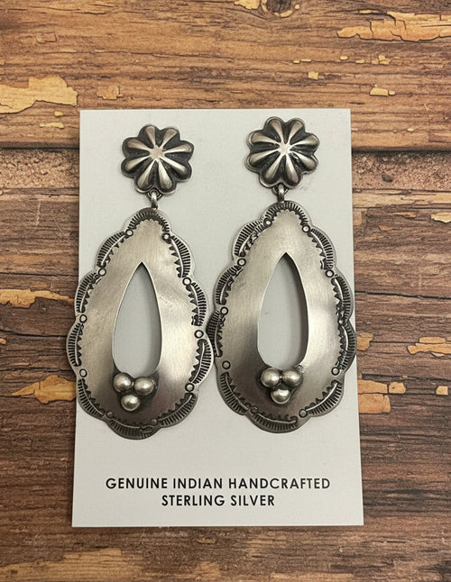 All Silver Drop Earrings
