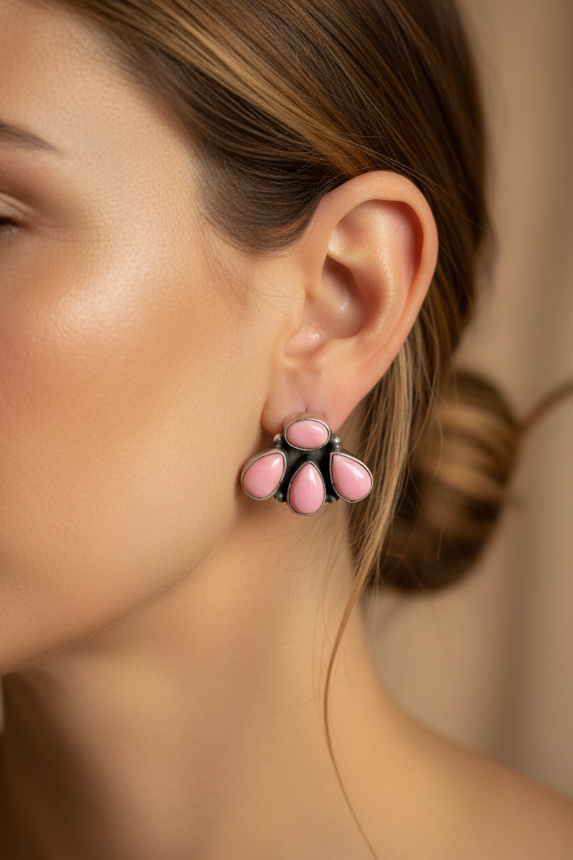 4 Stone Cluster Earrings