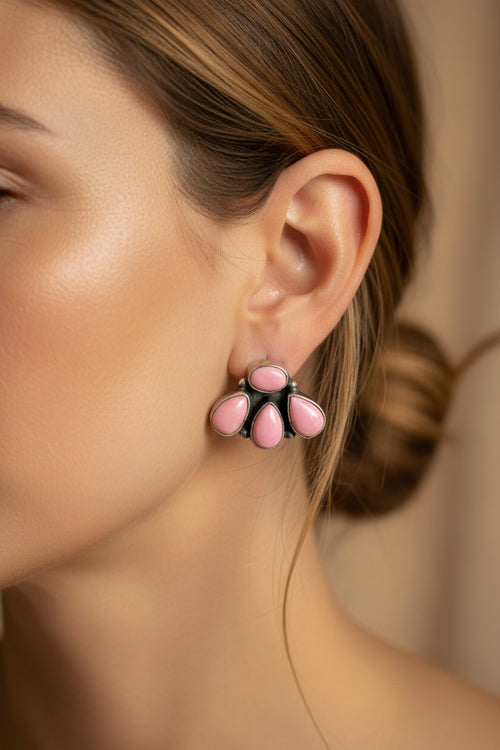 4 Stone Cluster Earrings
